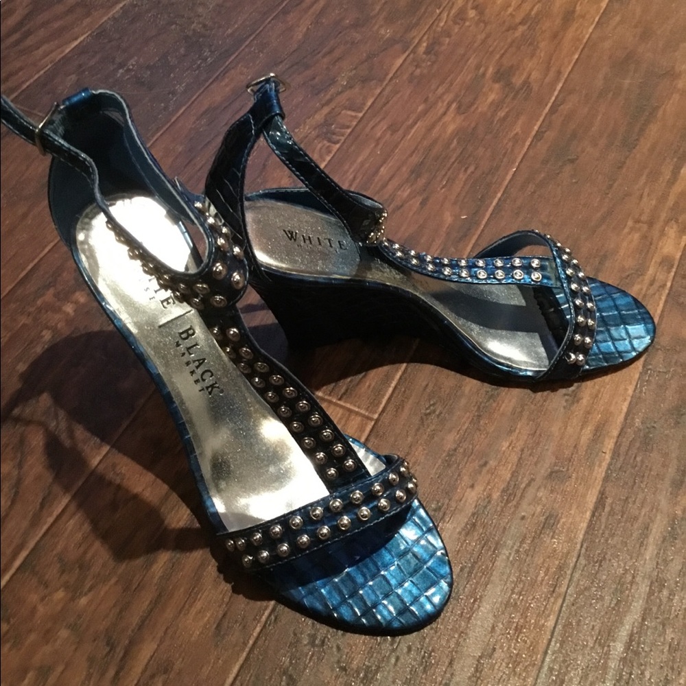 Cobalt blue wedge sandals